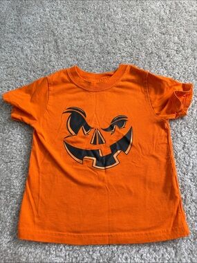 wonder nation Orange Halloween Pumpkin Face Short Sleeve Tee